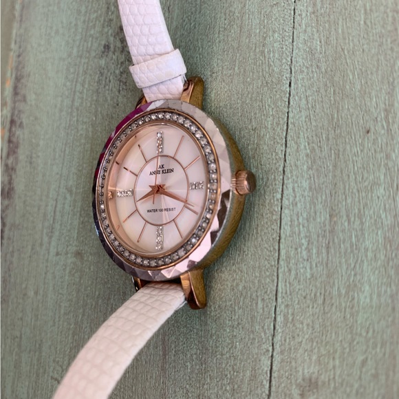 Anne Klein Accessories - Anne Klein Mother of Pearl Bezel Rose Gold Tone with Rhinestones